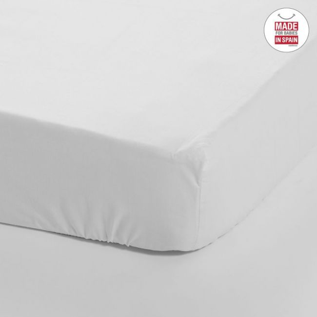 Spannbetttuch (Kinderbett 60) 60X120 cm Einfarbig Weiß CAMBRASS - 2