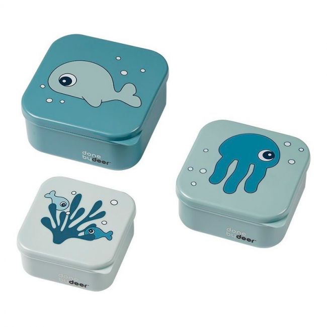 Set di scatole per snack 3 pezzi Sea Friends Blu.