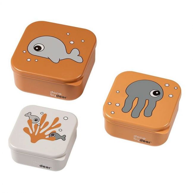 Snack Box Set 3 Stück Sea Friends Senf/Grau