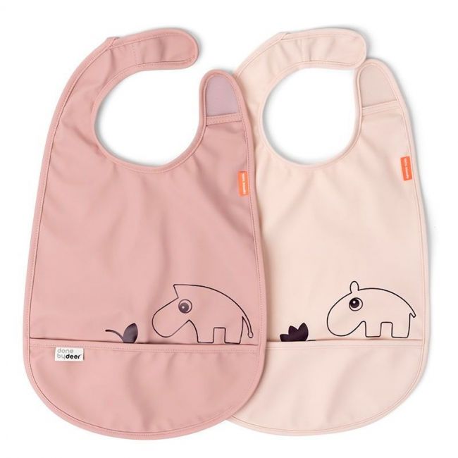 Bavoir avec velcro 2 unités Deer Friends Rose