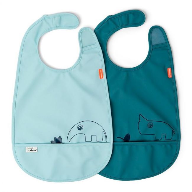 Bavoir avec velcro 2 unités Deer friends Blue