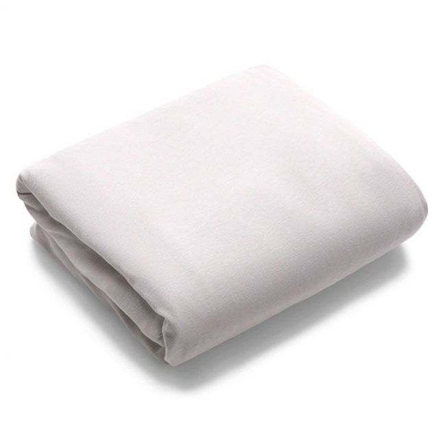 Spannbetttuch aus weißer Baumwolle für das Bugaboo Stardust Reisebett.