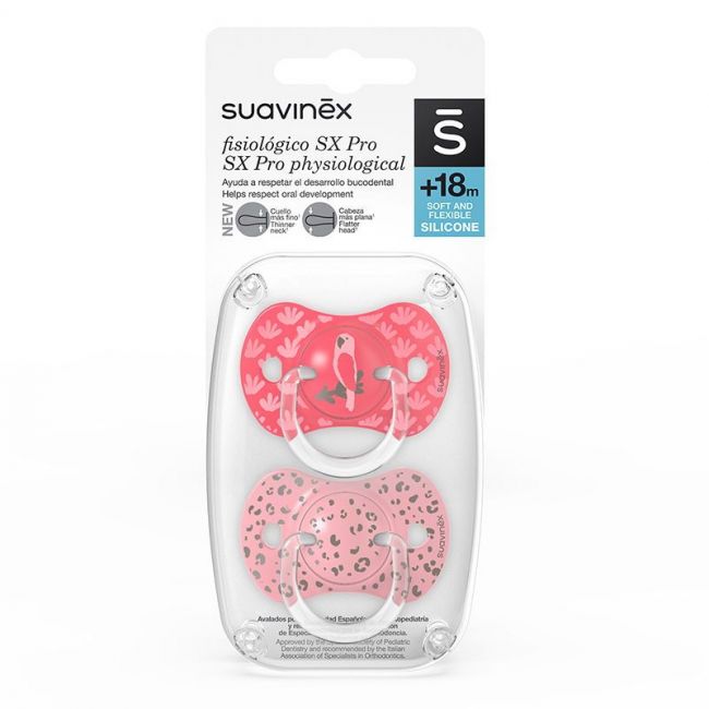 Pack 2 sucettes physiologiques SX Pro Jungle Rose 18+M