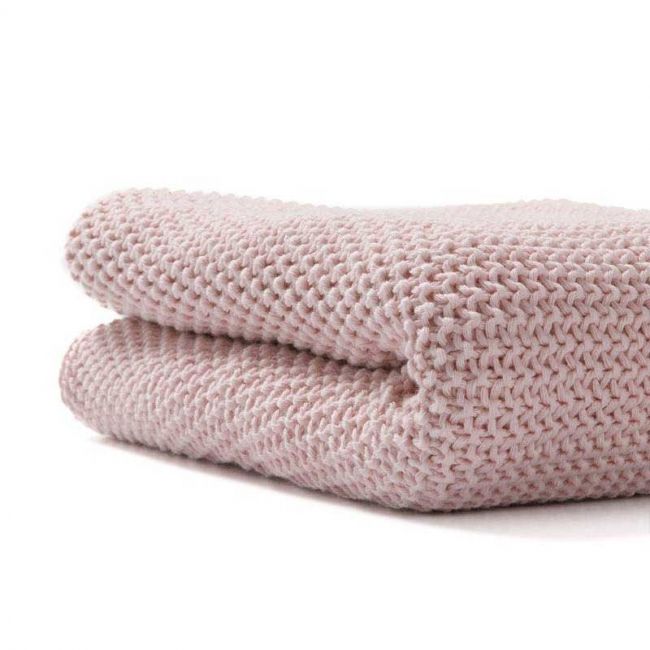 Coperta in cotone organico a maglia 70x90 rosa