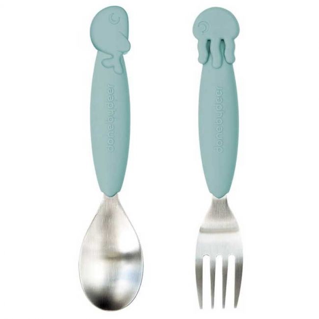 Sea Friends Blue Spoon and Fork Set