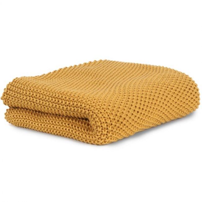 Coperta in cotone organico a maglia 70x90 Senape