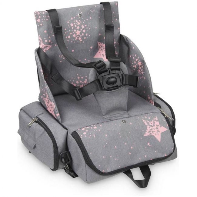 RUCKSACK BOOSTER STARS GRAU ROSA