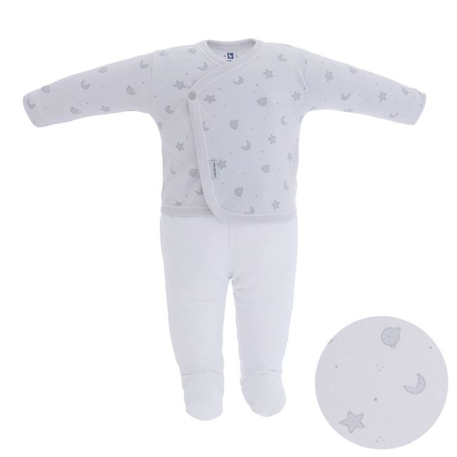 Ensemble Barboteuse Croisée + Chaussons T.0 729,1 Teddy Gris