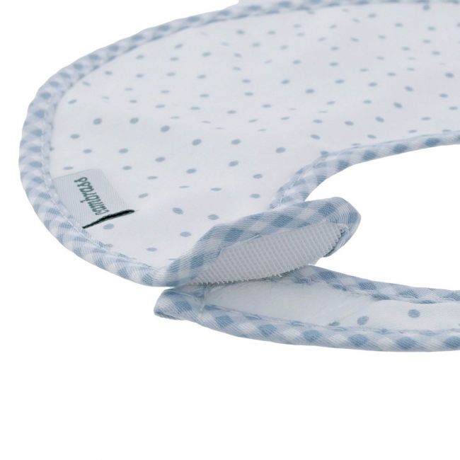 Bavoir rond avec velcro Vichy10 bleu ciel/motif 16X19X1 cm