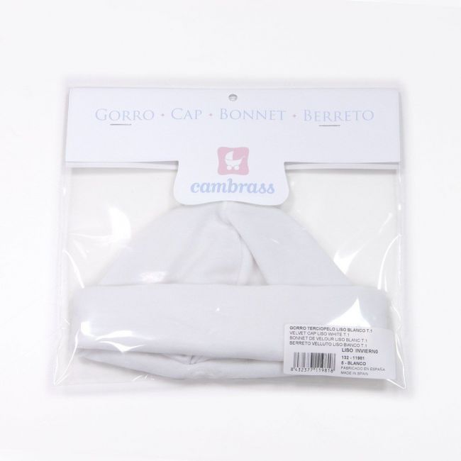 Bonnet en velours uni blanc Taille 1