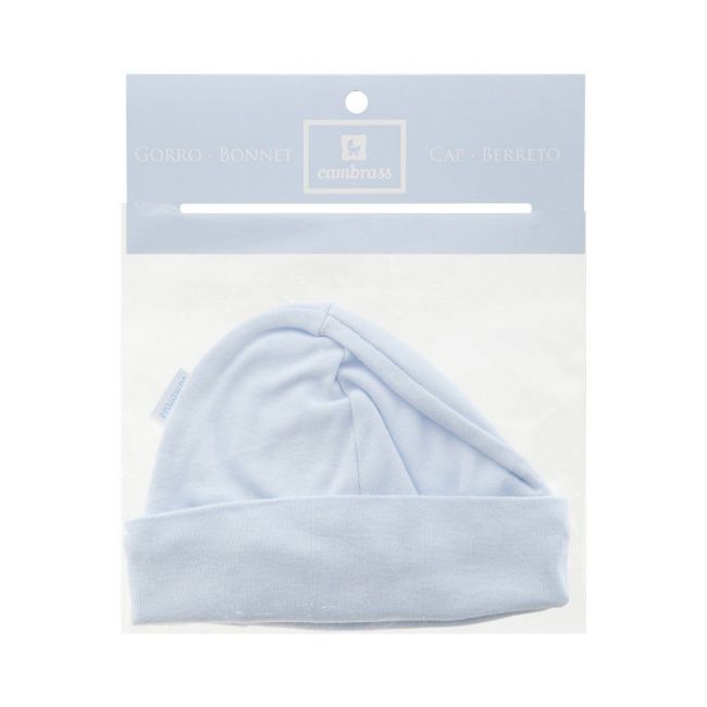 Bonnet en tricot uni bleu ciel taille 0