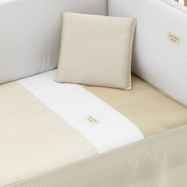 Set copripiumino 2 pezzi per lettino 60x120x3 cm Vichy10 Beige CAMBRASS - 2