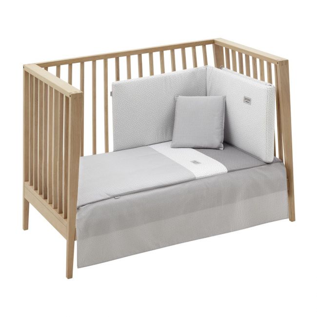 2-teiliges Set Bettdecke und Kissenbezug für Babybett 60 Vichy10 Grau 60x120x3 cm.