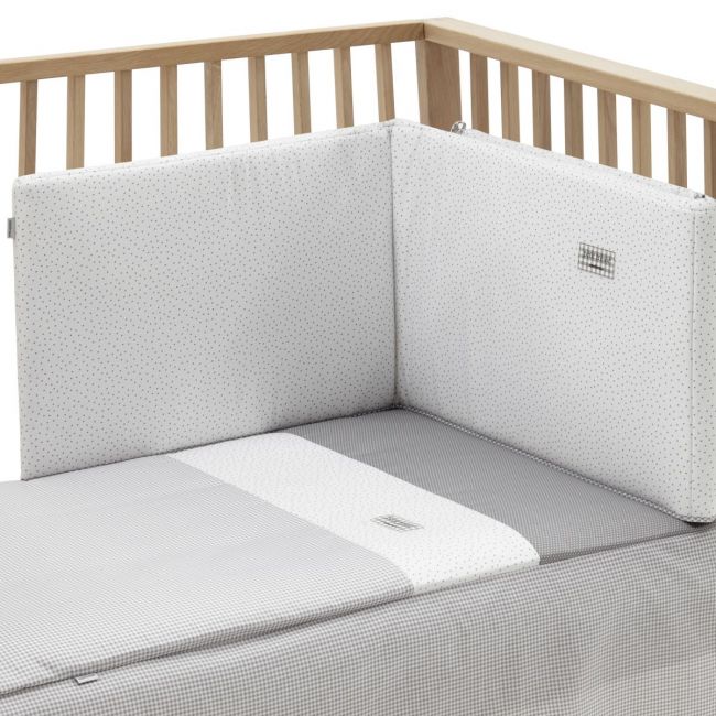 2-teiliges Set Bettdecke und Kissenbezug für Babybett 60 Vichy10 Grau 60x120x3 cm.