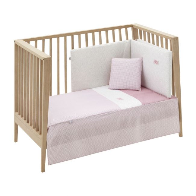 2-teiliges Set Bettdecke und Kissenbezug für Babybett 60 Vichy10 Rosa 60x120x3 cm.