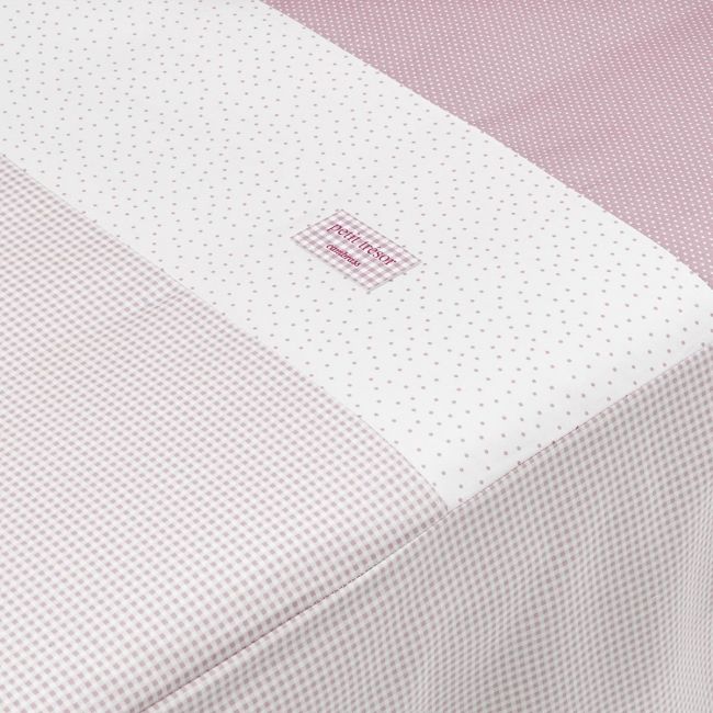 2-teiliges Set Bettdecke und Kissenbezug für Babybett 60 Vichy10 Rosa 60x120x3 cm.