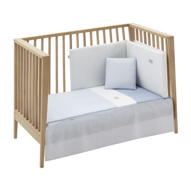 2-teiliges Set Bettdecke und Kissenbezug für Babybett 70x140x3 cm Vichy10 Himmelblau