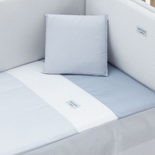 2-teiliges Set Bettdecke und Kissenbezug für Babybett 70x140x3 cm Vichy10 Himmelblau