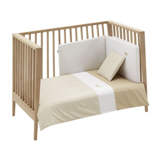 2-teiliges Bettbezug-Set für Babybett 60 Vichy10 Beige 100X140X3 cm.