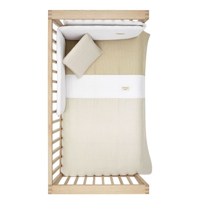 2-teiliges Bettbezug-Set für Babybett 60 Vichy10 Beige 100X140X3 cm.