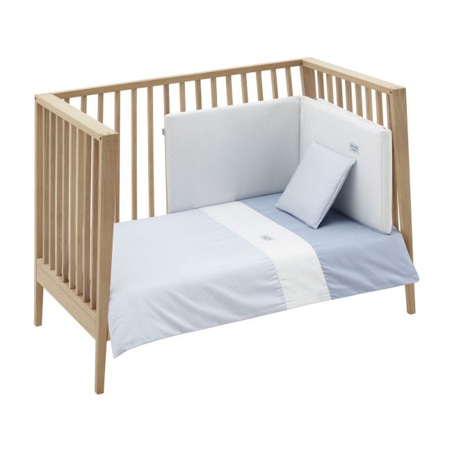 2-teiliges Bettbezug-Set für Babybett 60 Vichy10 Celeste 100X140X3 cm.