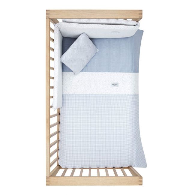 2-teiliges Bettbezug-Set für Babybett 60 Vichy10 Celeste 100X140X3 cm.