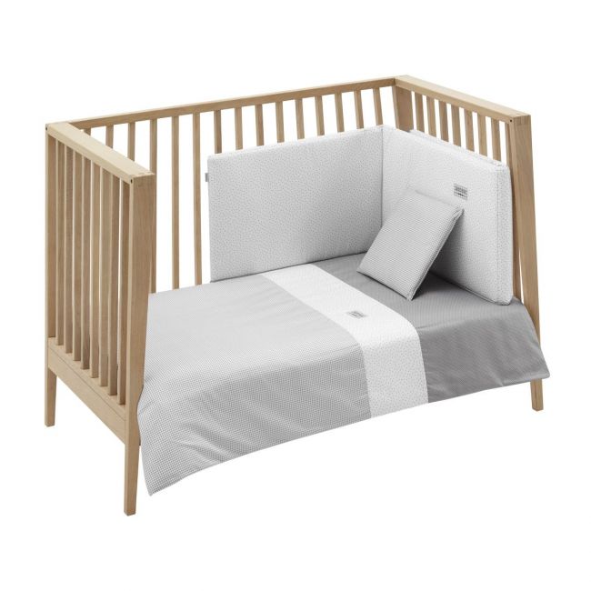 2-teiliges Bettbezug-Set für Babybett 60 Vichy10 Grau 100X140X3 cm.