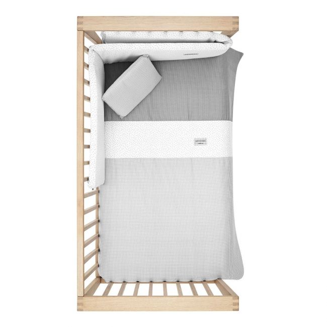 2-teiliges Bettbezug-Set für Babybett 60 Vichy10 Grau 100X140X3 cm.