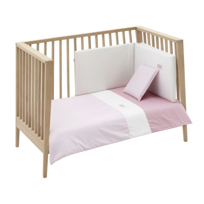 2-teiliges Bettbezug-Set für Babybett 60 Vichy10 Rosa 100X140X3 cm.