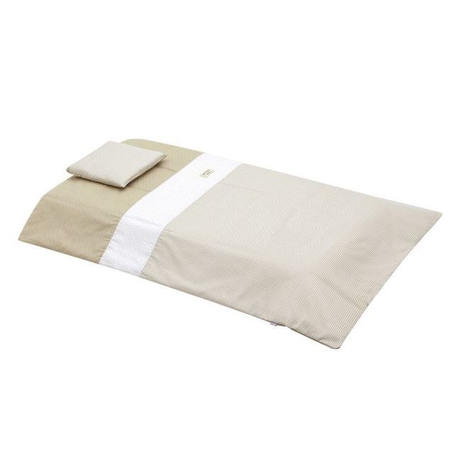 Set di 2 pezzi Copripiumino Culla 70 Vichy10 Beige 110X170X3 Cm