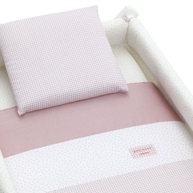 Culla a forbice in legno Vichy10 rosa/bianco 55x87x74 cm