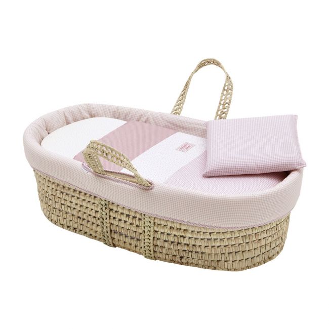 Gepolstertes Palmwiegenbett Vichy10 Rosa 39X80X25 cm