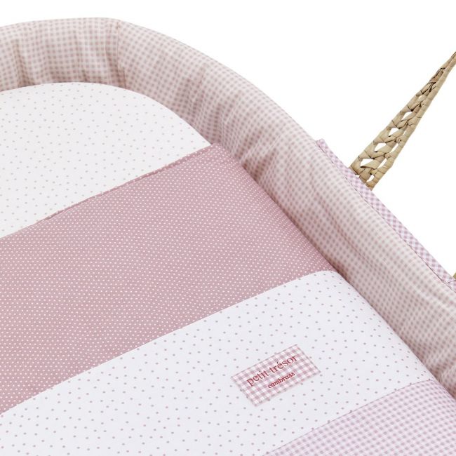 Gepolstertes Palmwiegenbett Vichy10 Rosa 39X80X25 cm