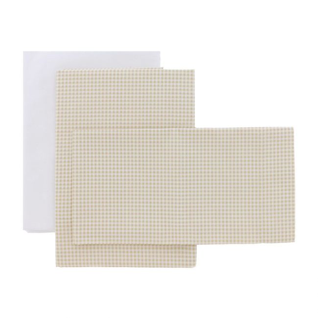 Drap Lit bébé 3 Pcs( Lit 60) 100X165X1 cm Vichy10 Beige CAMBRASS - 1