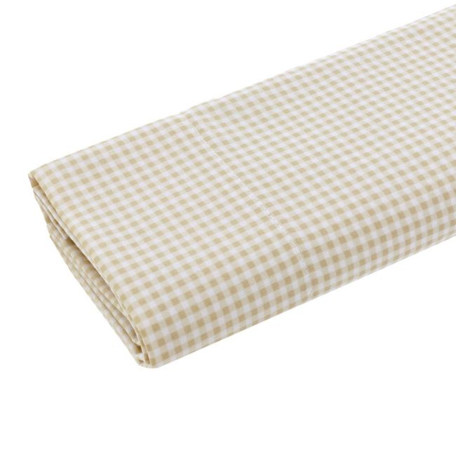 Spannbettlaken für Babybett 3 Stück (Bett 60) 100X165X1 cm Vichy10 Beige CAMBRASS - 1