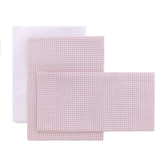 Drap Lit bébé 3 Pcs (Lit 60) 100X165X1 cm Vichy10 Rose CAMBRASS - 1