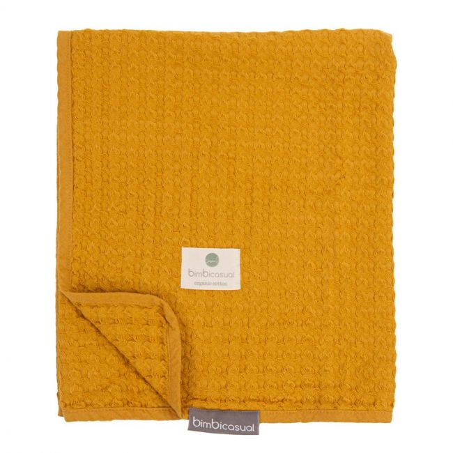 Couverture Crochet 100% Coton 95x75cm Ocre