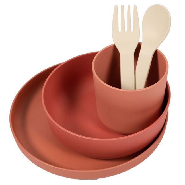 Set aus 5-teiligem Geschirr Terracota