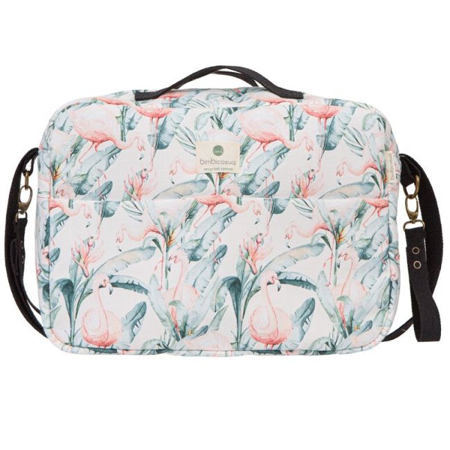 Borsa Materna 40x34x18cm Flamingo Bianco