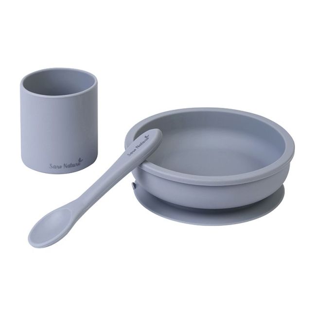 Set di Alimentazione 3 Pezzi in Silicone Bleu Mist