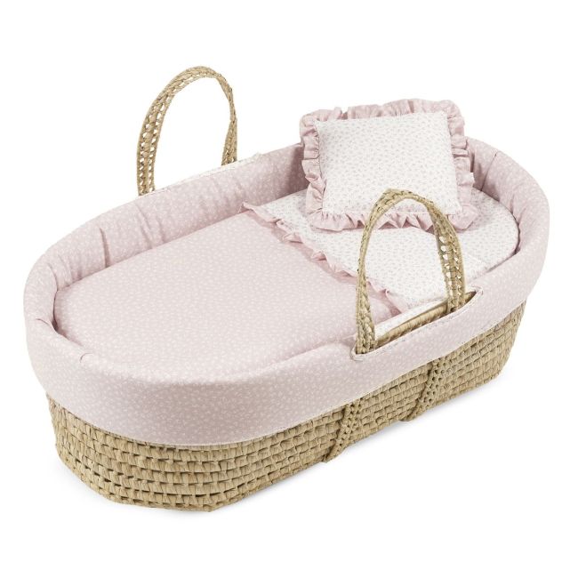 Moses Basket in Palm with Liberty Pink Padding 39X80X25 cm