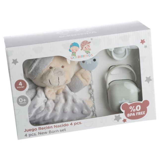 Gioco per bambini Doudou e Ciuccio con Accessori Grigio 4 Pezzi