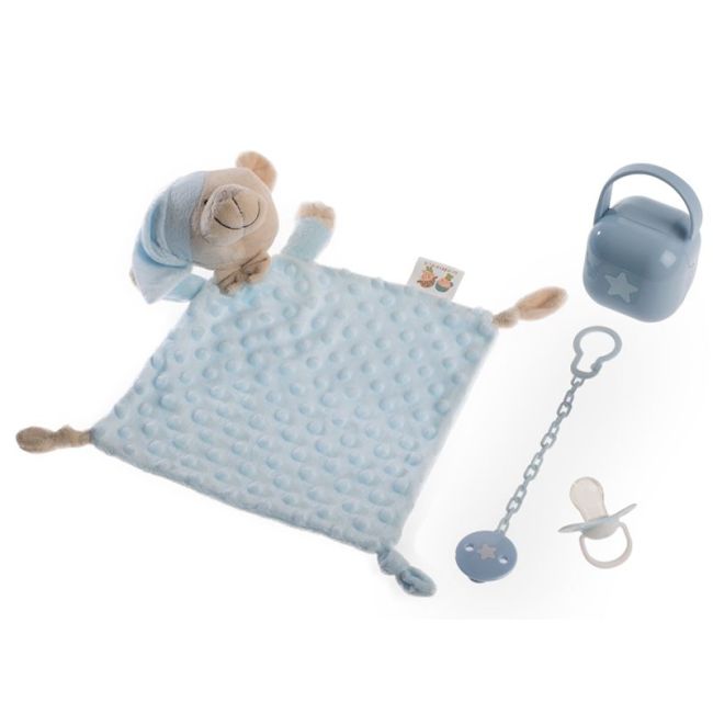 Baby-Spielzeug Doudou und Schnuller mit Zubehör Blau 4-teilig