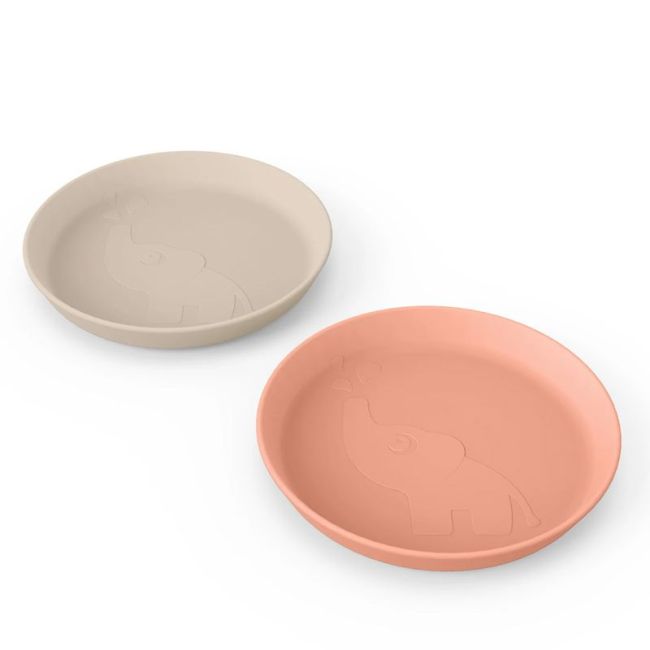 KIDDISH PLATE 2-PACK ELPHEE SAND/CORAIL