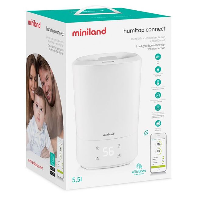 Umidificatore di essenze Miniland Humitop Connect Bianco.