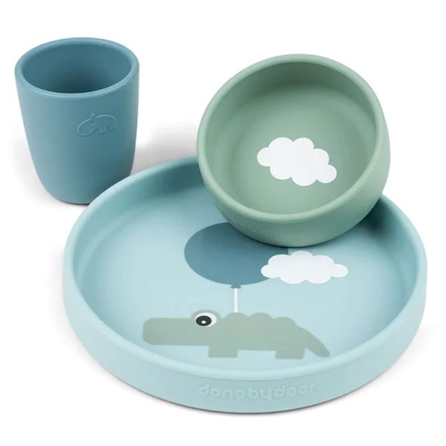 SILICONE DINNERWARE HAPPY CLOUDS BLUE