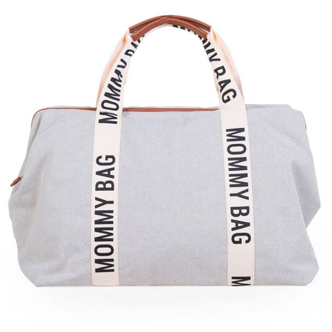 MOMMY BAG FIRMA IN TELA DI CANAPA BIANCO SPORCO