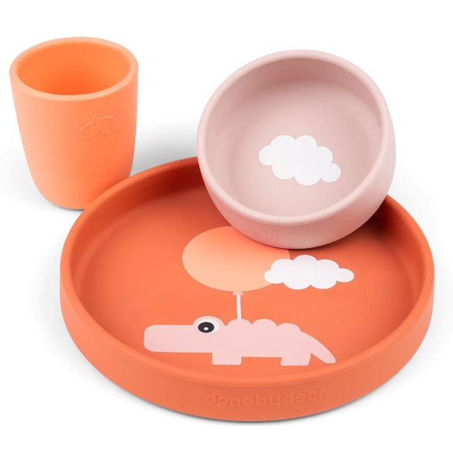 SILICONE DINNERWARE HAPPY CLOUDS PAPAYA