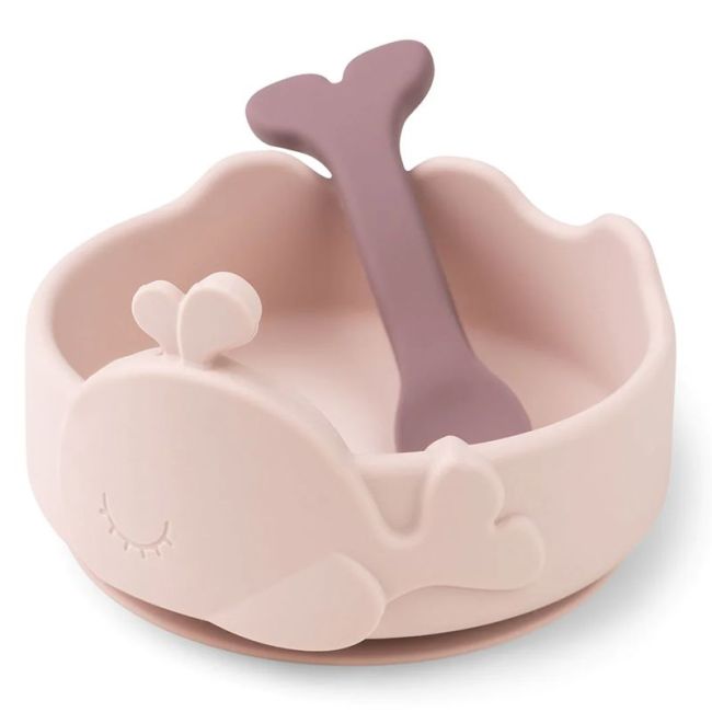 SILICONE STICK&STAY BOWL & SPOON WALLY ROSA