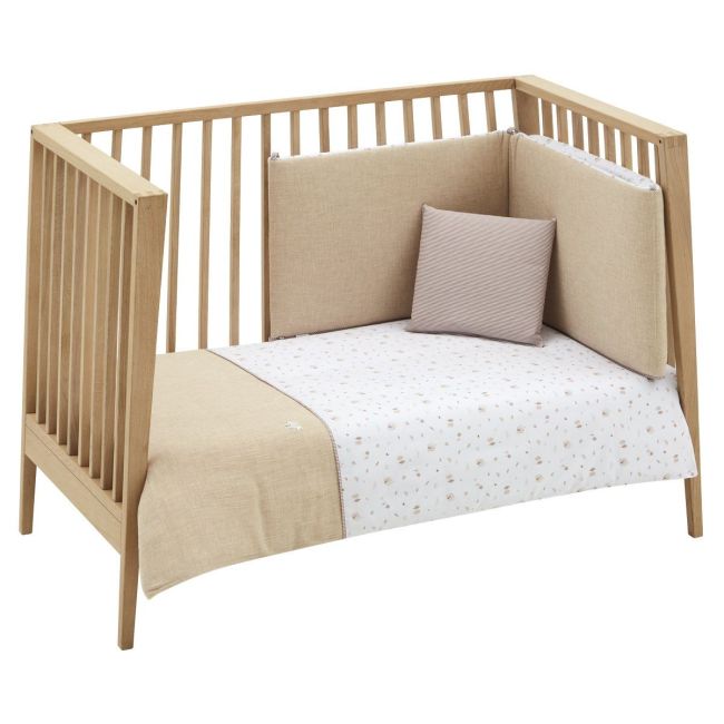 2-teiliges Bettbezug-Set für Babybett 60 Greeny Beige 100X140X3 cm.